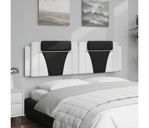 Cabecero de cama acolchado cuero sintético blanco negro 180 cm