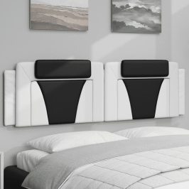 Cabecero de cama acolchado cuero sintético blanco negro 180 cm