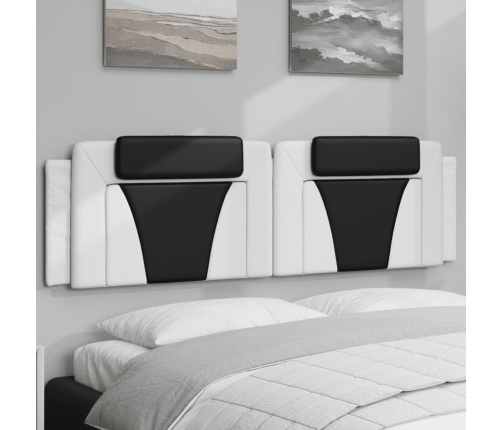 vidaXL Cabecero de cama acolchado cuero sintético blanco negro 180 cm