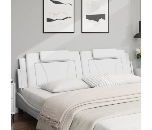 Cabecero de cama acolchado cuero sintético blanco 200 cm