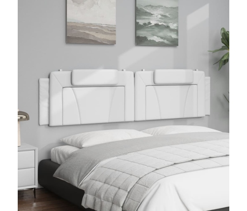 Cabecero de cama acolchado cuero sintético blanco 200 cm