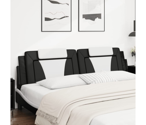 Cabecero de cama acolchado cuero sintético negro blanco 200 cm