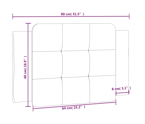 Cabecero de cama acolchado cuero sintético negro 80 cm