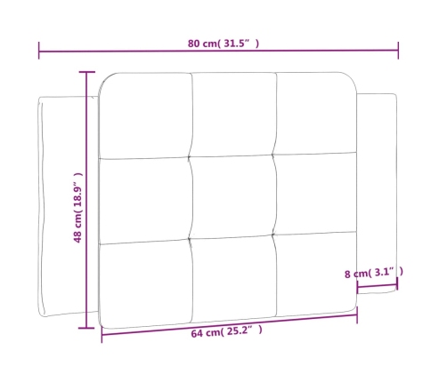 vidaXL Cabecero de cama acolchado cuero sintético marrón 80 cm