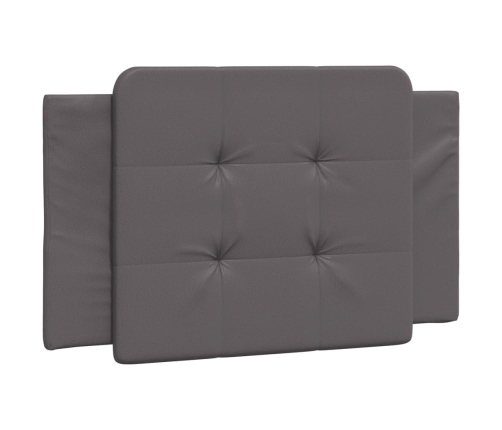 Cabecero de cama acolchado cuero sintético gris 80 cm