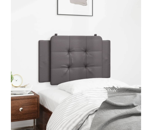 Cabecero de cama acolchado cuero sintético gris 80 cm