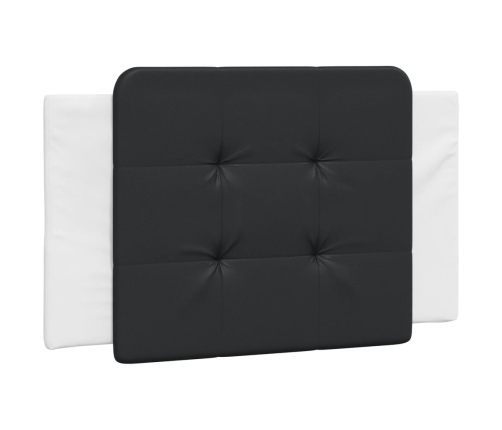 Cabecero de cama acolchado cuero sintético negro y blanco 80 cm