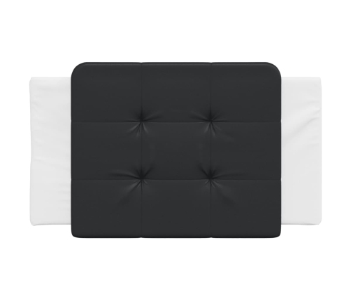 Cabecero de cama acolchado cuero sintético negro y blanco 80 cm