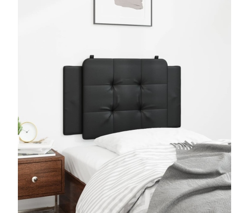 Cabecero de cama acolchado cuero sintético negro 90 cm