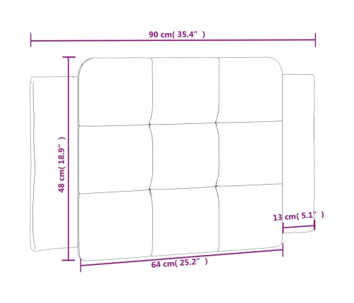 Cabecero de cama acolchado cuero sintético marrón 90 cm