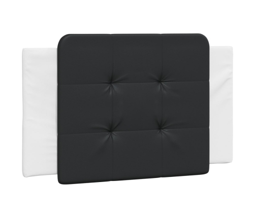 Cabecero de cama acolchado cuero sintético negro y blanco 90 cm