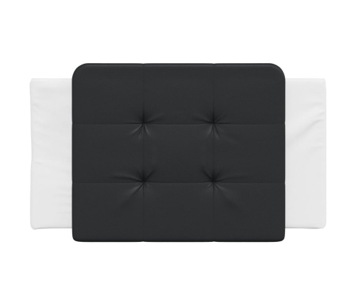 Cabecero de cama acolchado cuero sintético negro y blanco 90 cm