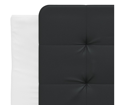 Cabecero de cama acolchado cuero sintético negro y blanco 90 cm