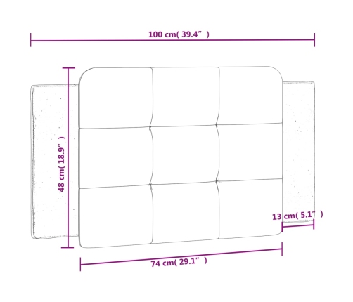 Cabecero de cama acolchado cuero sintético negro 100 cm