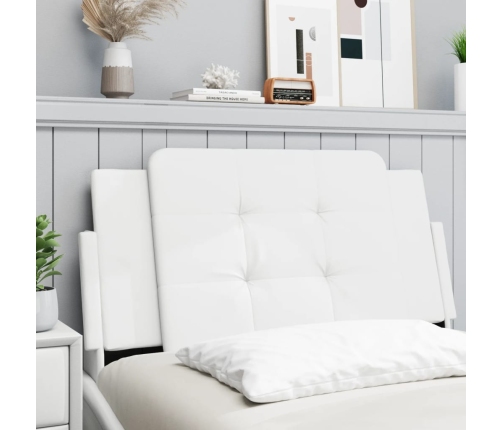 Cabecero de cama acolchado cuero sintético blanco 100 cm