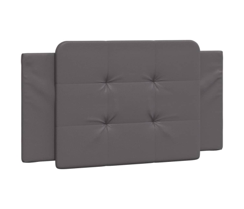 Cabecero de cama acolchado cuero sintético gris 100 cm