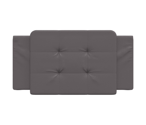 Cabecero de cama acolchado cuero sintético gris 100 cm