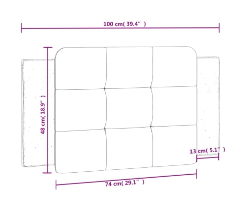 Cabecero de cama acolchado cuero sintético gris 100 cm