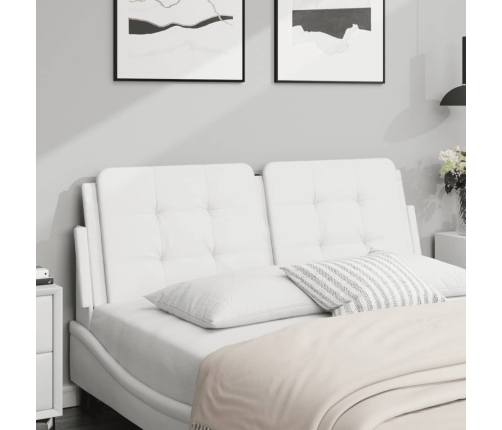 Cabecero de cama acolchado cuero sintético blanco 120 cm