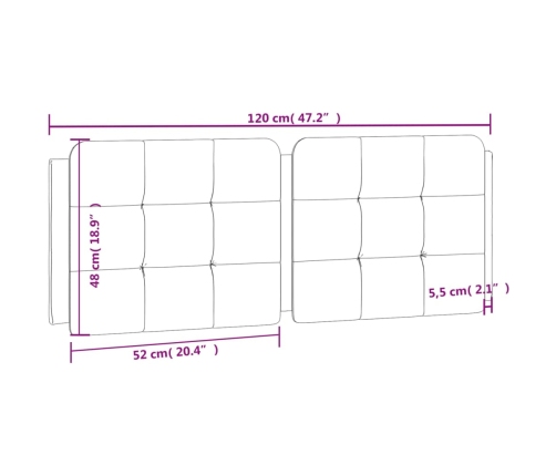 Cabecero de cama acolchado cuero sintético marrón 120 cm