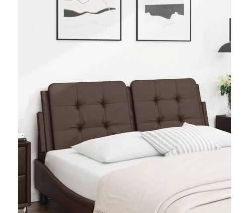 Cabecero de cama acolchado cuero sintético marrón 120 cm