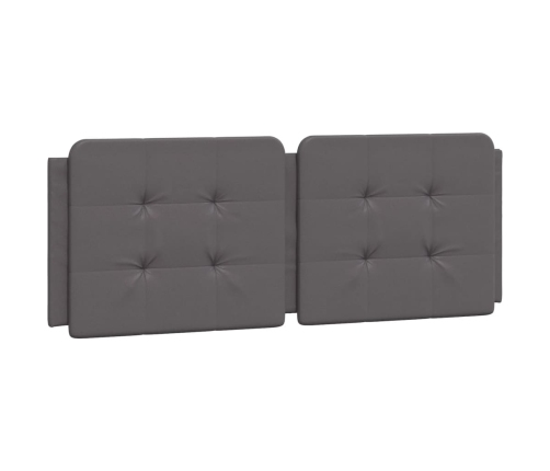 Cabecero de cama acolchado cuero sintético gris 120 cm