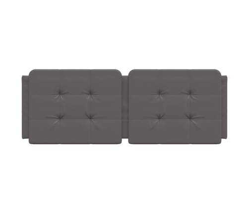 Cabecero de cama acolchado cuero sintético gris 120 cm