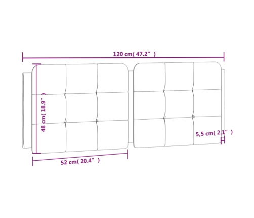 Cabecero de cama acolchado cuero sintético gris 120 cm