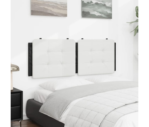 Cabecero de cama acolchado cuero sintético blanco negro 120 cm