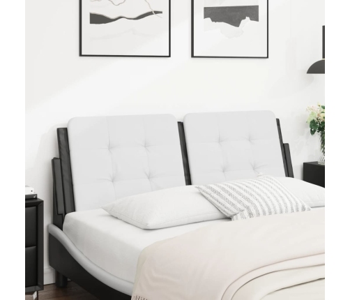 Cabecero de cama acolchado cuero sintético blanco negro 120 cm