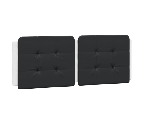 Cabecero de cama acolchado cuero sintético negro blanco 120 cm