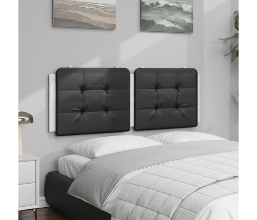 Cabecero de cama acolchado cuero sintético negro blanco 120 cm