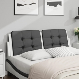 Cabecero de cama acolchado cuero sintético negro blanco 120 cm