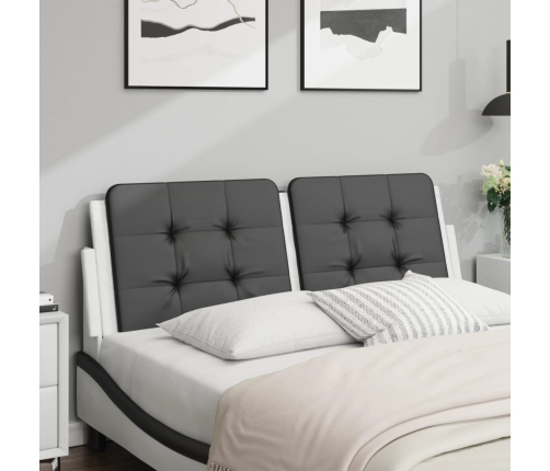 Cabecero de cama acolchado cuero sintético negro blanco 120 cm