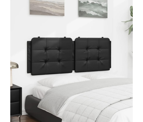 vidaXL Cabecero de cama acolchado cuero sintético negro 140 cm