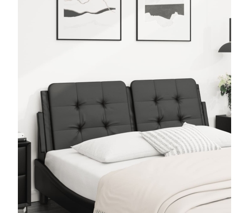 vidaXL Cabecero de cama acolchado cuero sintético negro 140 cm