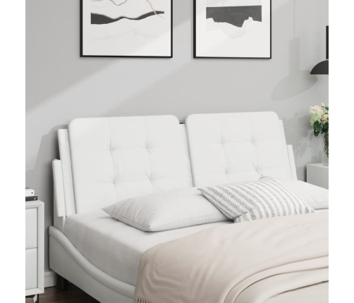 Cabecero de cama acolchado cuero sintético blanco 140 cm