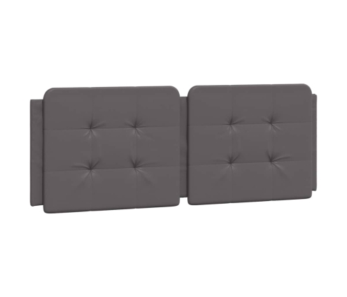 Cabecero de cama acolchado cuero sintético gris 140 cm