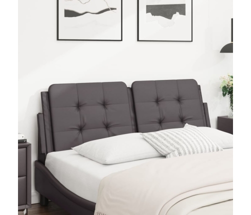 Cabecero de cama acolchado cuero sintético gris 140 cm