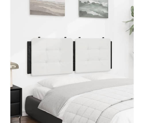 Cabecero de cama acolchado cuero sintético blanco negro 140 cm