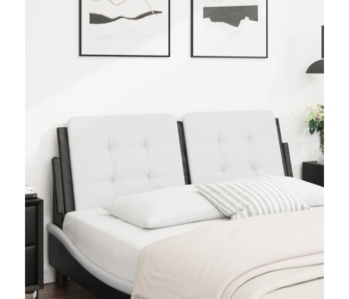 Cabecero de cama acolchado cuero sintético blanco negro 140 cm