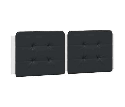 Cabecero de cama acolchado cuero sintético negro blanco 140 cm