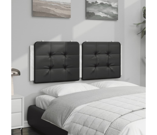 Cabecero de cama acolchado cuero sintético negro blanco 140 cm