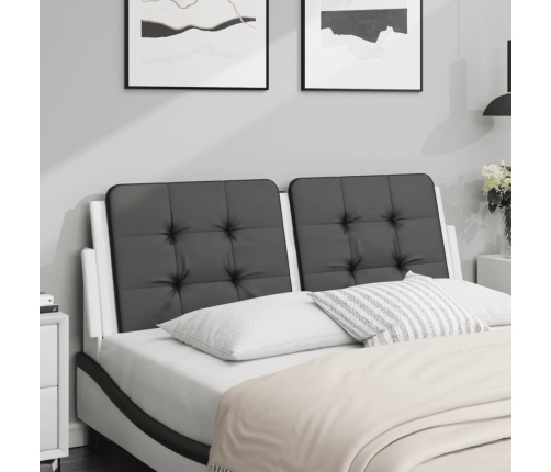 Cabecero de cama acolchado cuero sintético negro blanco 140 cm