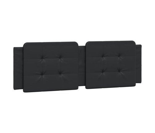 Cabecero de cama acolchado cuero sintético negro 160 cm