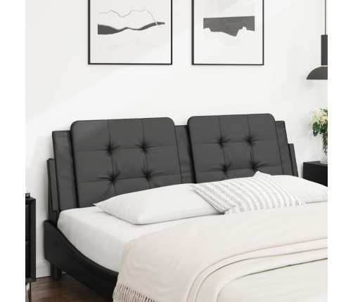 Cabecero de cama acolchado cuero sintético negro 160 cm