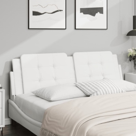 Cabecero de cama acolchado cuero sintético blanco 160 cm