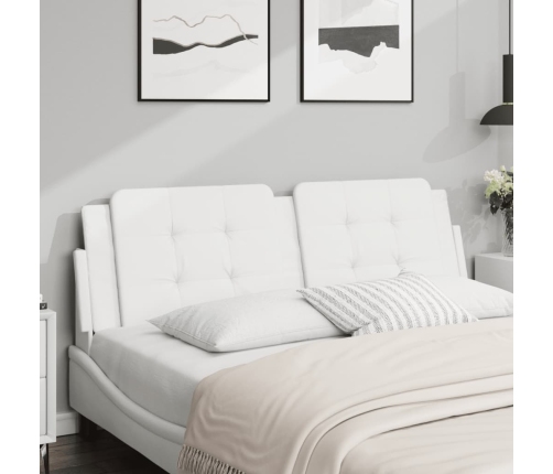 Cabecero de cama acolchado cuero sintético blanco 160 cm