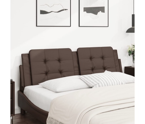 Cabecero de cama acolchado cuero sintético marrón 160 cm