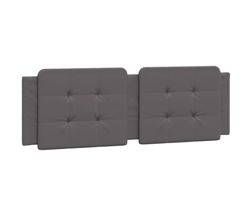 Cabecero de cama acolchado cuero sintético gris 160 cm